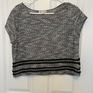 Double Zero Black and White Textured Crop Top